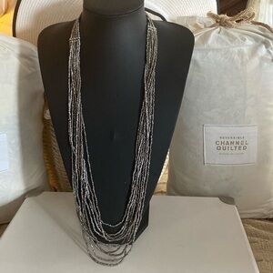 Gorgeous grey seed beaded multicoloured necklace